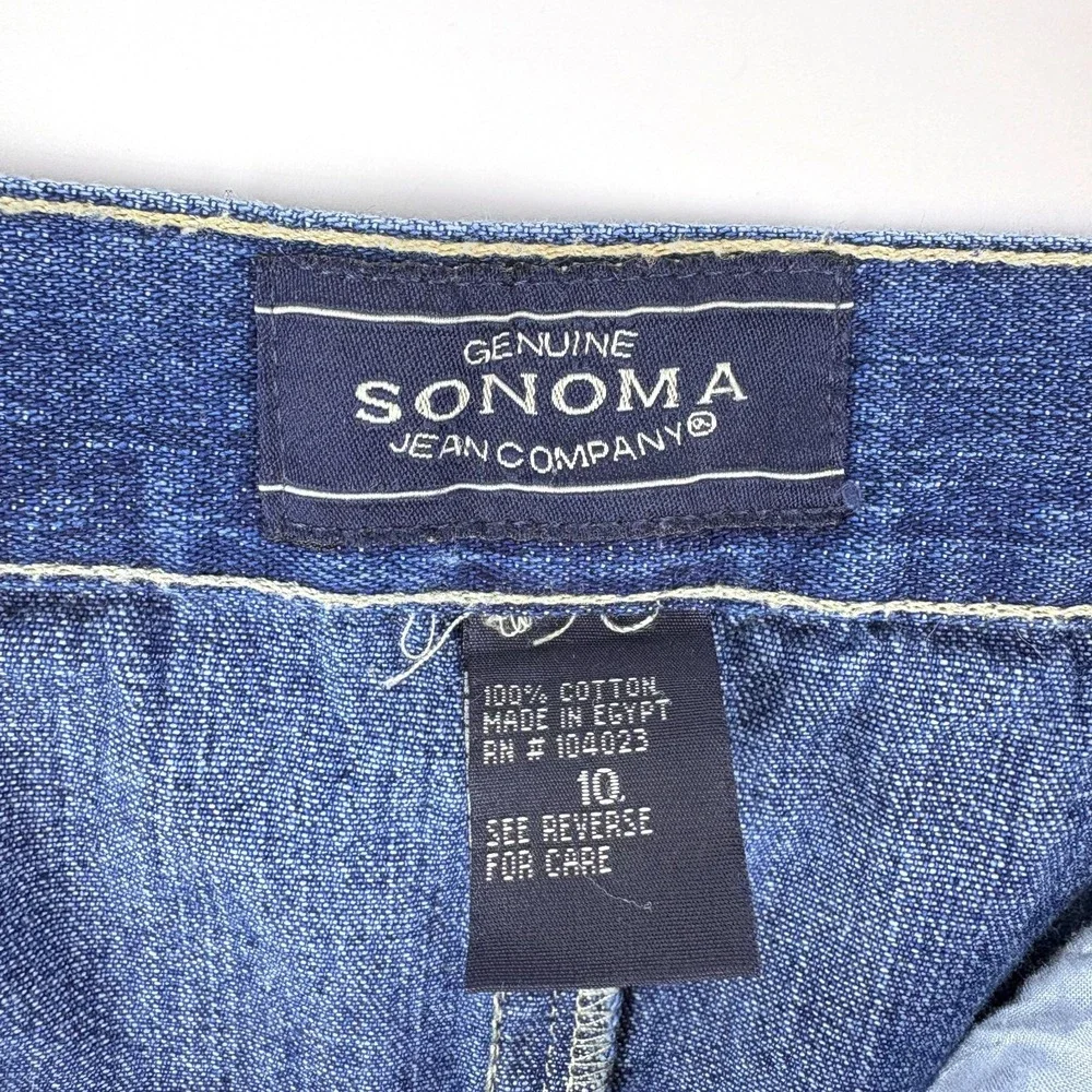 Vtg Y2K Sonoma Denim Skirt Girls Sz 10 Blue Lace Trim Asymetrical Hem Cowboy SEE